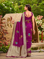 Thumbnail for MANOHARI Banarasi Silk Blend Jacquard Work Saree - Pink - Dista