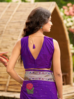 Thumbnail for MANOHARI Banarasi Silk Blend Jacquard Work Saree - Purple - Dista