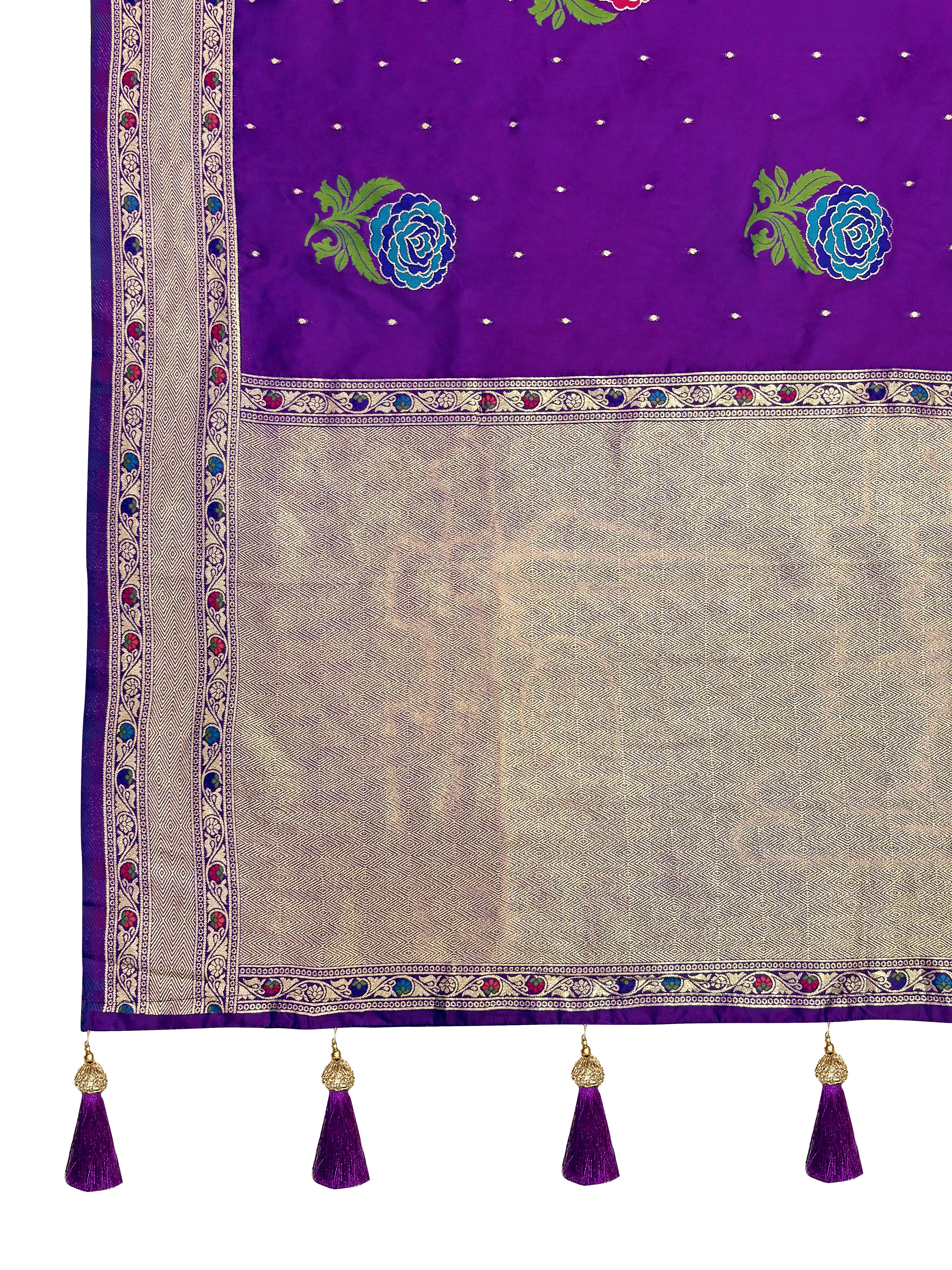 MANOHARI Banarasi Silk Blend Jacquard Work Saree - Purple - Dista