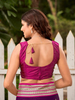 Thumbnail for MANOHARI Banarasi Silk Blend Jacquard Work Saree - Purple - Dista