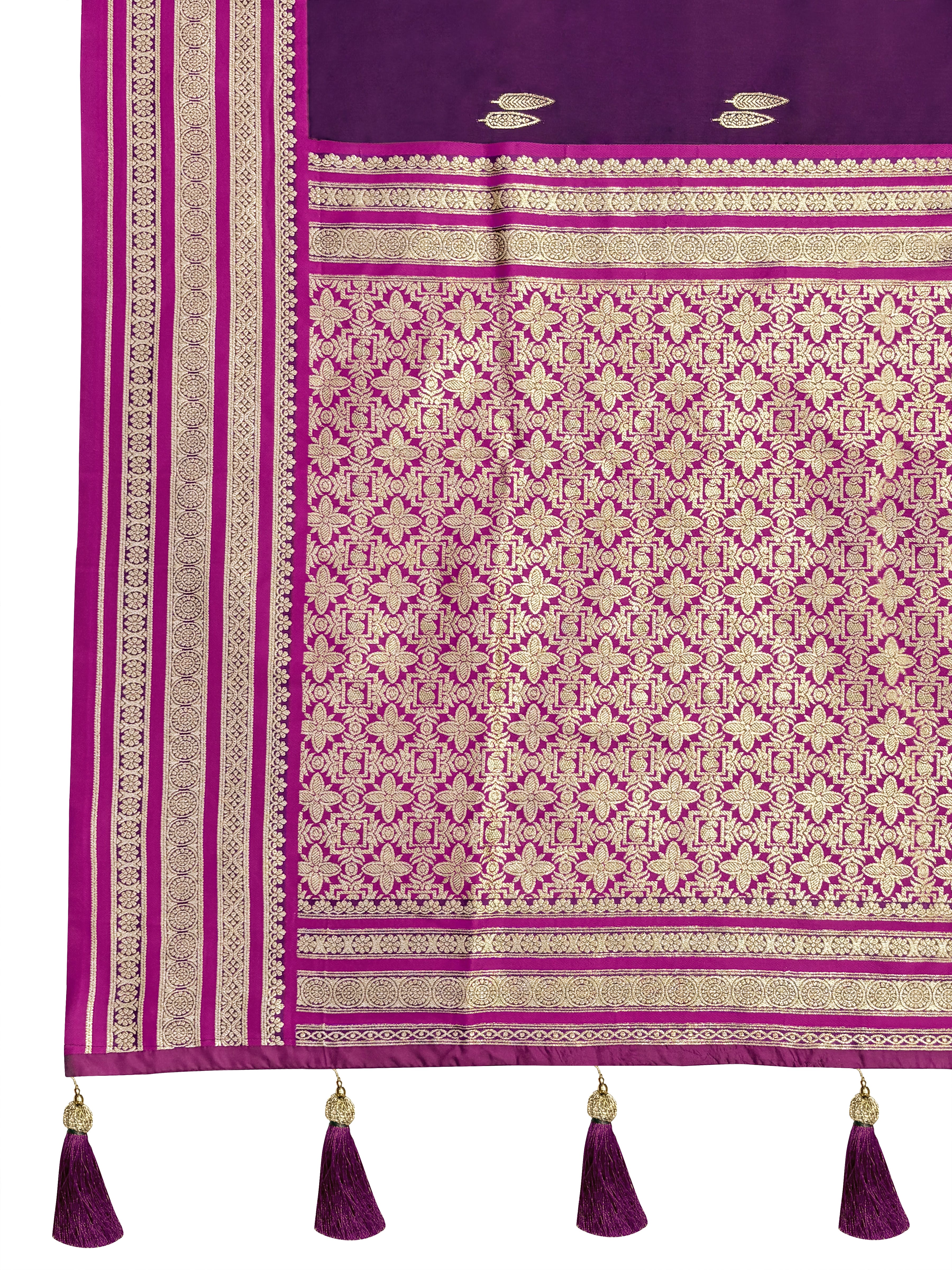 MANOHARI Banarasi Silk Blend Jacquard Work Saree - Purple - Dista
