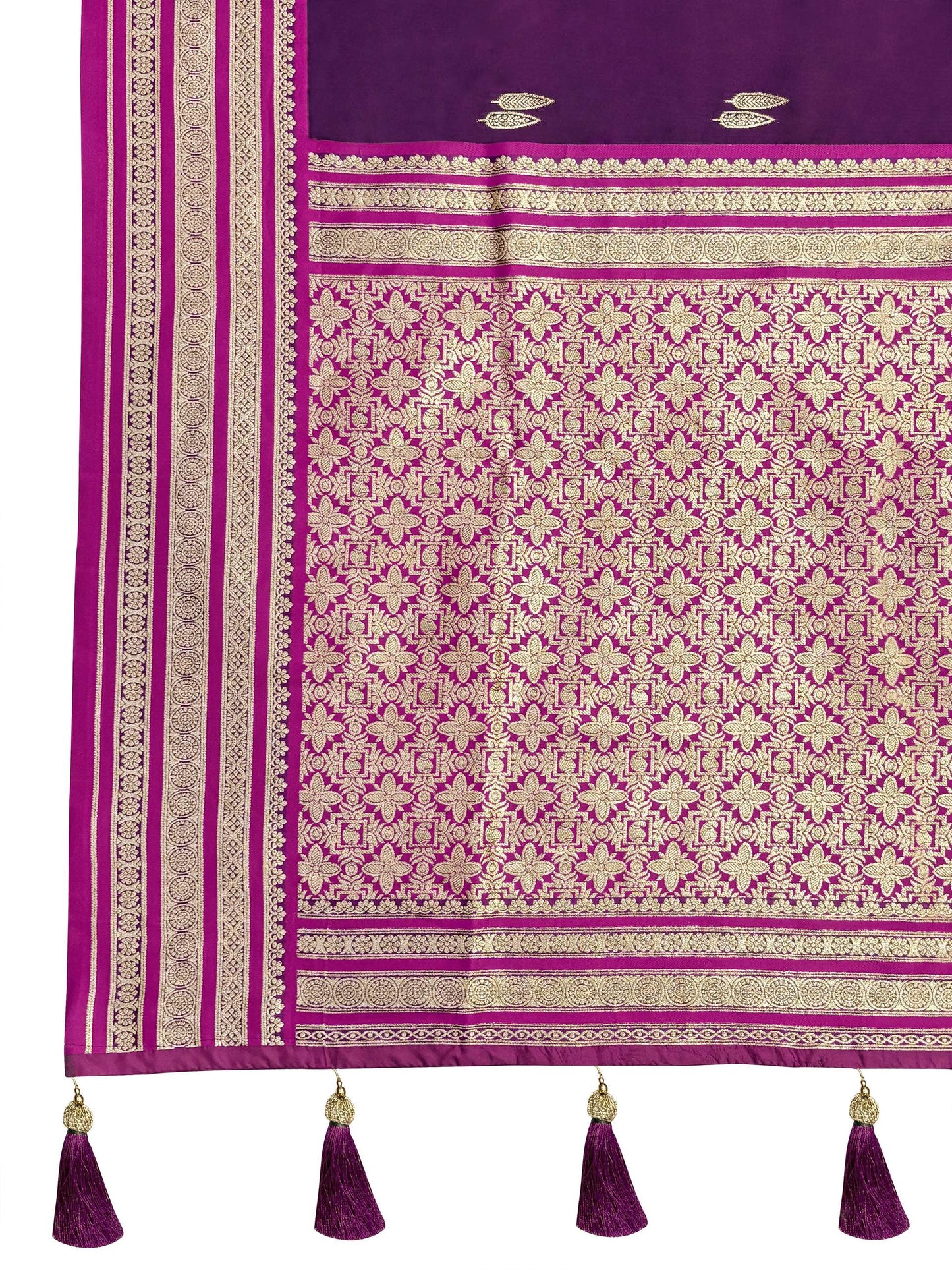 MANOHARI Banarasi Silk Blend Jacquard Work Saree - Purple - Dista