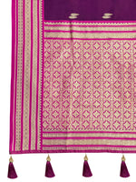 Thumbnail for MANOHARI Banarasi Silk Blend Jacquard Work Saree - Purple - Dista