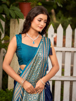 Thumbnail for MANOHARI Banarasi Silk Blend Jacquard Work Saree - Blue - Dista