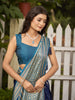 MANOHARI Banarasi Silk Blend Jacquard Work Saree - Blue - Dista