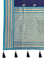 Thumbnail for MANOHARI Banarasi Silk Blend Jacquard Work Saree - Blue - Dista