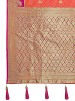 Thumbnail for MANOHARI Banarasi Silk Blend Jacquard Work Saree - Orange - Dista
