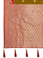 Thumbnail for MANOHARI Banarasi Silk Blend Jacquard Work Saree - Green - Dista