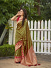 MANOHARI Banarasi Silk Blend Jacquard Work Saree - Green - Dista
