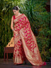 MANOHARI Banarasi Silk Blend Jacquard Work Saree - Pink - Dista