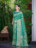 MANOHARI Banarasi Silk Blend Jacquard Work Saree - Green - Dista