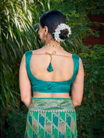 Thumbnail for MANOHARI Banarasi Silk Blend Jacquard Work Saree - Green - Dista