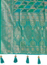 Thumbnail for MANOHARI Banarasi Silk Blend Jacquard Work Saree - Green - Dista