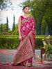 MANOHARI Banarasi Silk Blend Jacquard Work Saree - Pink - Dista