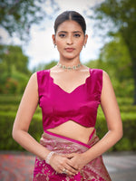 Thumbnail for MANOHARI Banarasi Silk Blend Jacquard Work Saree - Pink - Dista