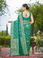 Thumbnail for MANOHARI Banarasi Silk Blend Jacquard Work Saree - Green - Dista