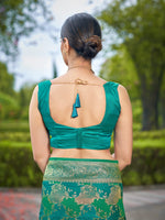 Thumbnail for MANOHARI Banarasi Silk Blend Jacquard Work Saree - Green - Dista