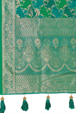 Thumbnail for MANOHARI Banarasi Silk Blend Jacquard Work Saree - Green - Dista