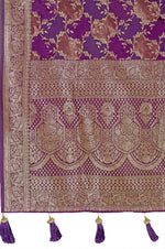Thumbnail for MANOHARI Banarasi Silk Blend Jacquard Work Saree - Purple - Dista