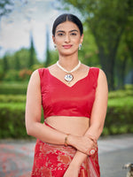 Thumbnail for MANOHARI Banarasi Silk Blend Jacquard Work Saree - Red - Dista