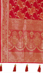 Thumbnail for MANOHARI Banarasi Silk Blend Jacquard Work Saree - Red - Dista