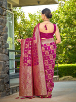 Thumbnail for MANOHARI Banarasi Silk Blend Jacquard Work Saree - Pink - Dista