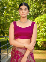 Thumbnail for MANOHARI Banarasi Silk Blend Jacquard Work Saree - Pink - Dista
