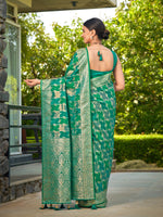 Thumbnail for MANOHARI Banarasi Silk Blend Jacquard Work Saree - Green - Dista