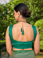 Thumbnail for MANOHARI Banarasi Silk Blend Jacquard Work Saree - Green - Dista