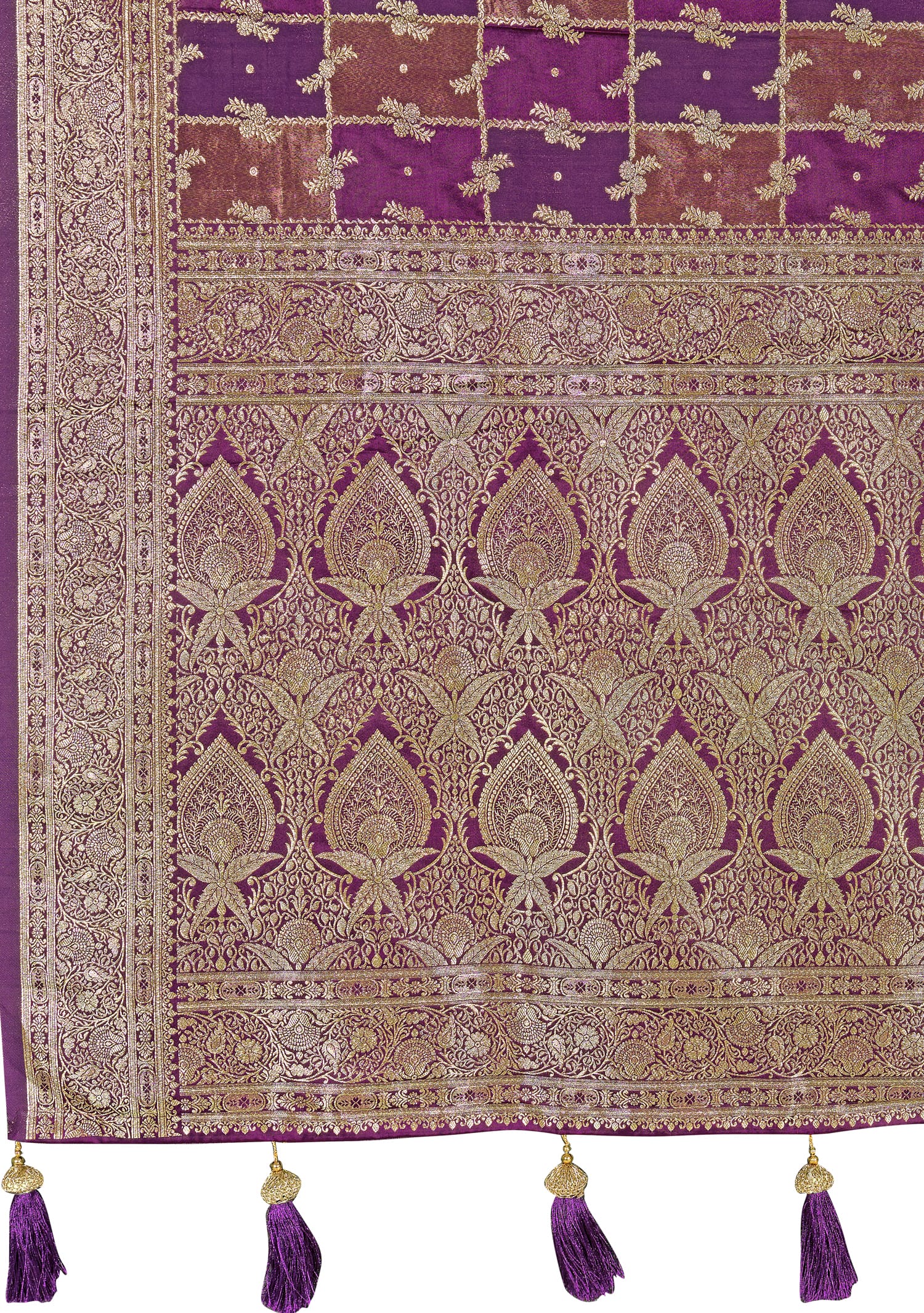 MANOHARI Banarasi Silk Blend Jacquard Work Saree - Purple - Dista