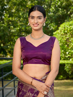 Thumbnail for MANOHARI Banarasi Silk Blend Jacquard Work Saree - Purple - Dista