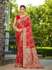 MANOHARI Banarasi Silk Blend Jacquard Work Saree - Red - Dista