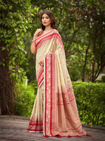 Thumbnail for MANOHARI Banarasi Silk Blend Jacquard Work Saree - Beige - Dista
