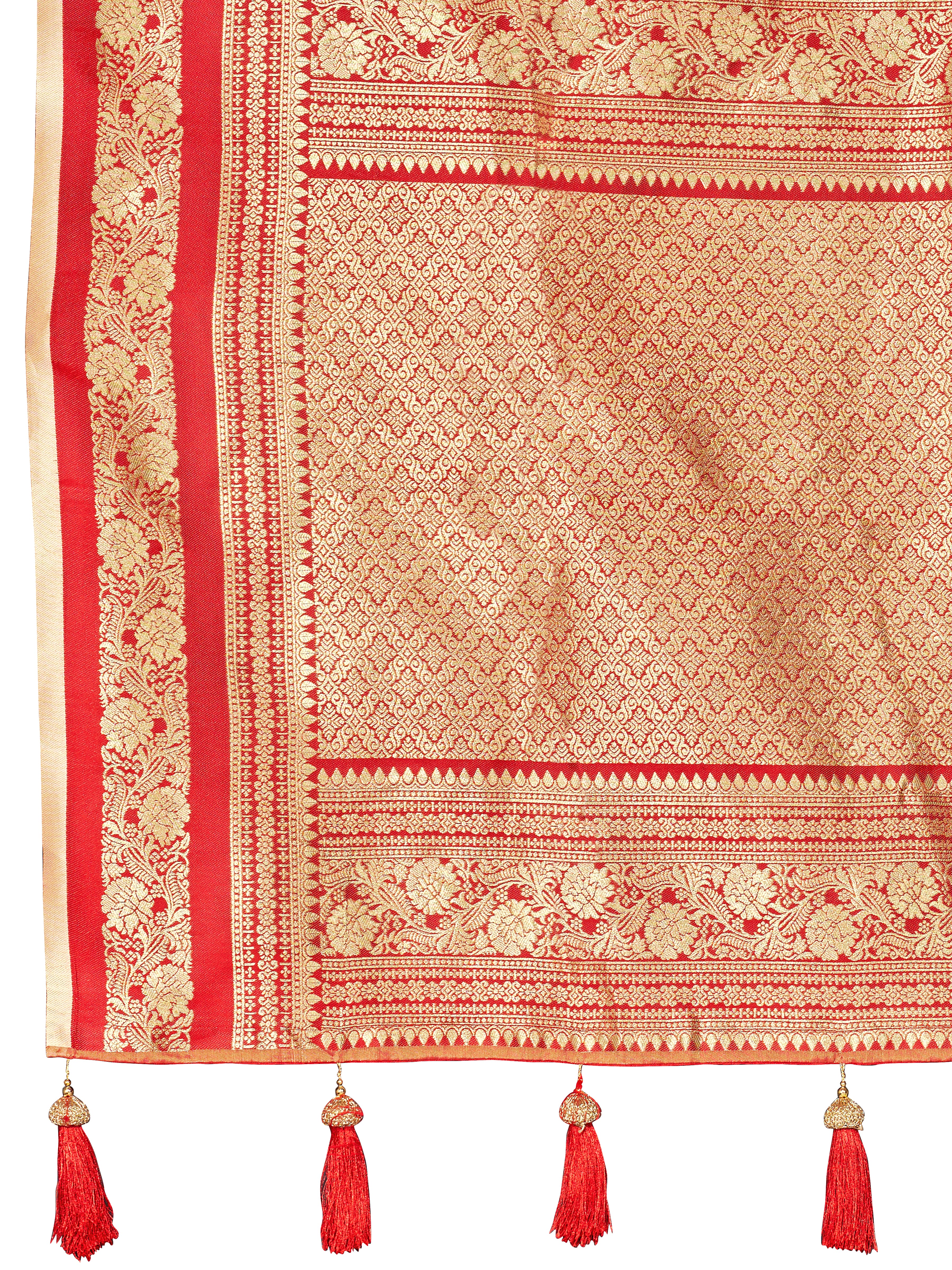 MANOHARI Banarasi Silk Blend Jacquard Work Saree - Beige - Dista
