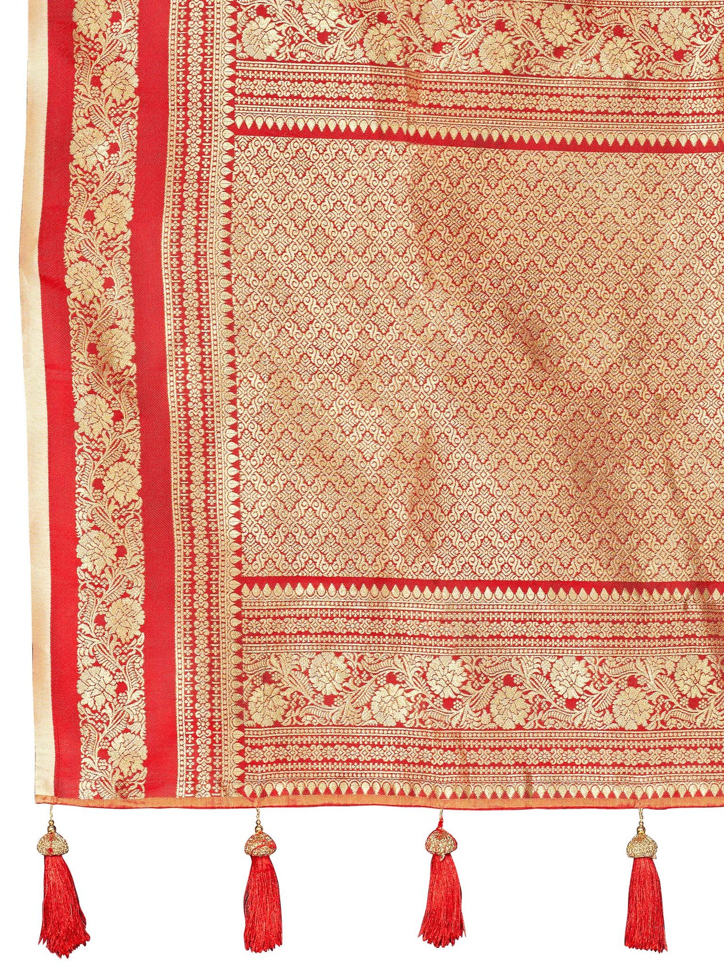 MANOHARI Banarasi Silk Blend Jacquard Work Saree - Beige - Dista