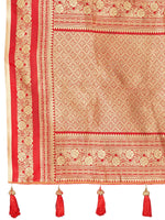 Thumbnail for MANOHARI Banarasi Silk Blend Jacquard Work Saree - Beige - Dista