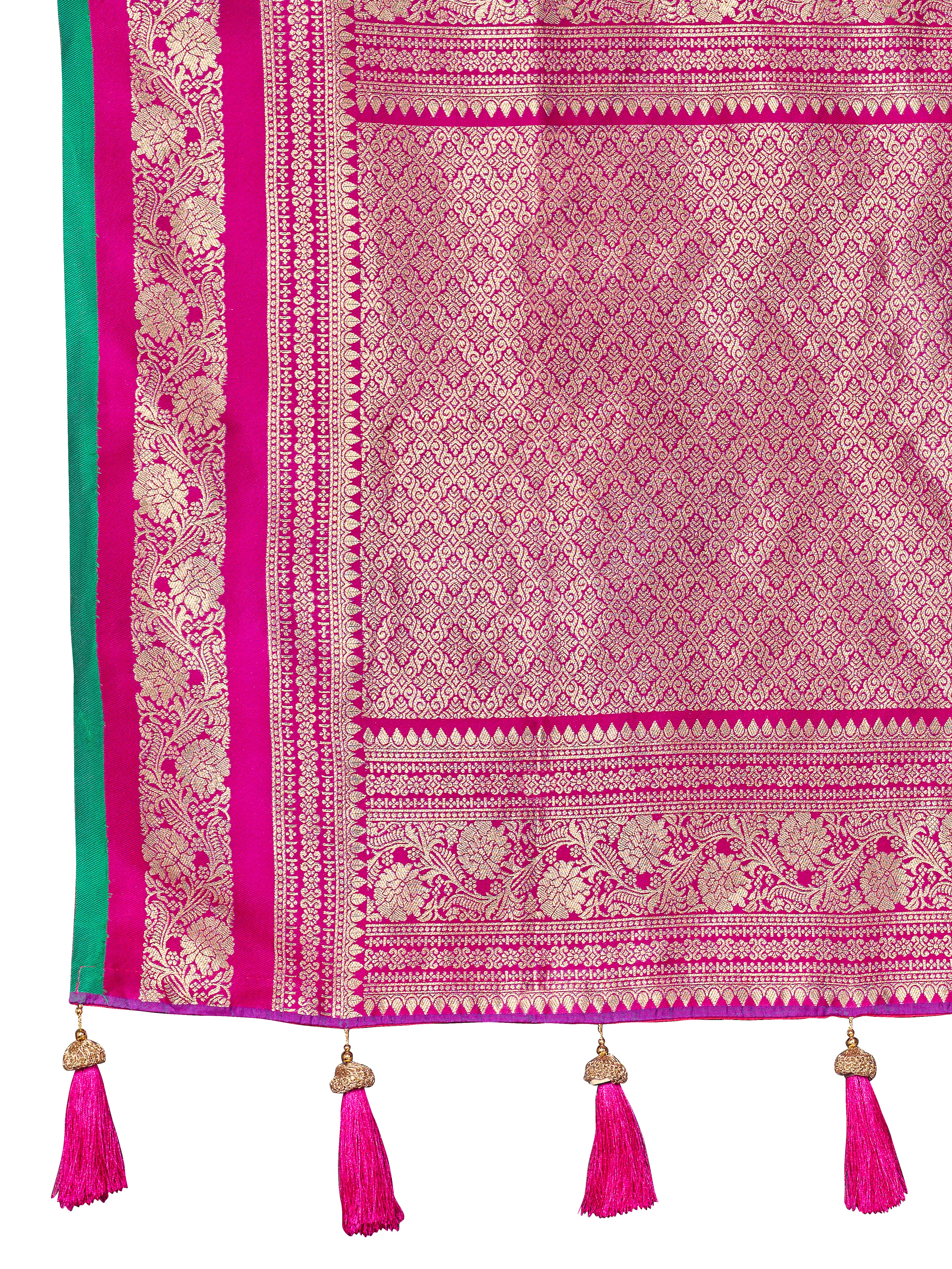 MANOHARI Banarasi Silk Blend Jacquard Work Saree - Blue - Dista