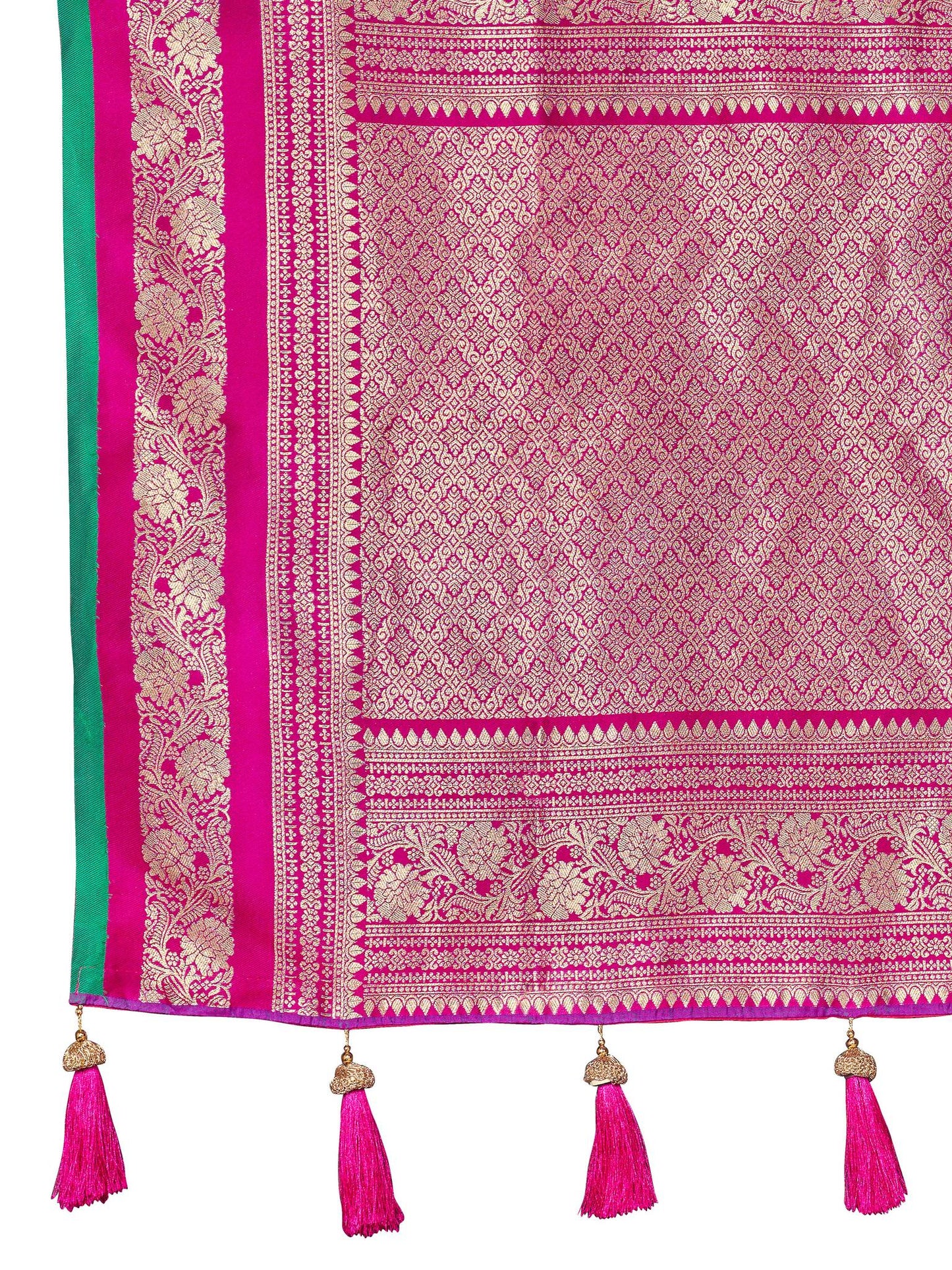 MANOHARI Banarasi Silk Blend Jacquard Work Saree - Blue - Dista
