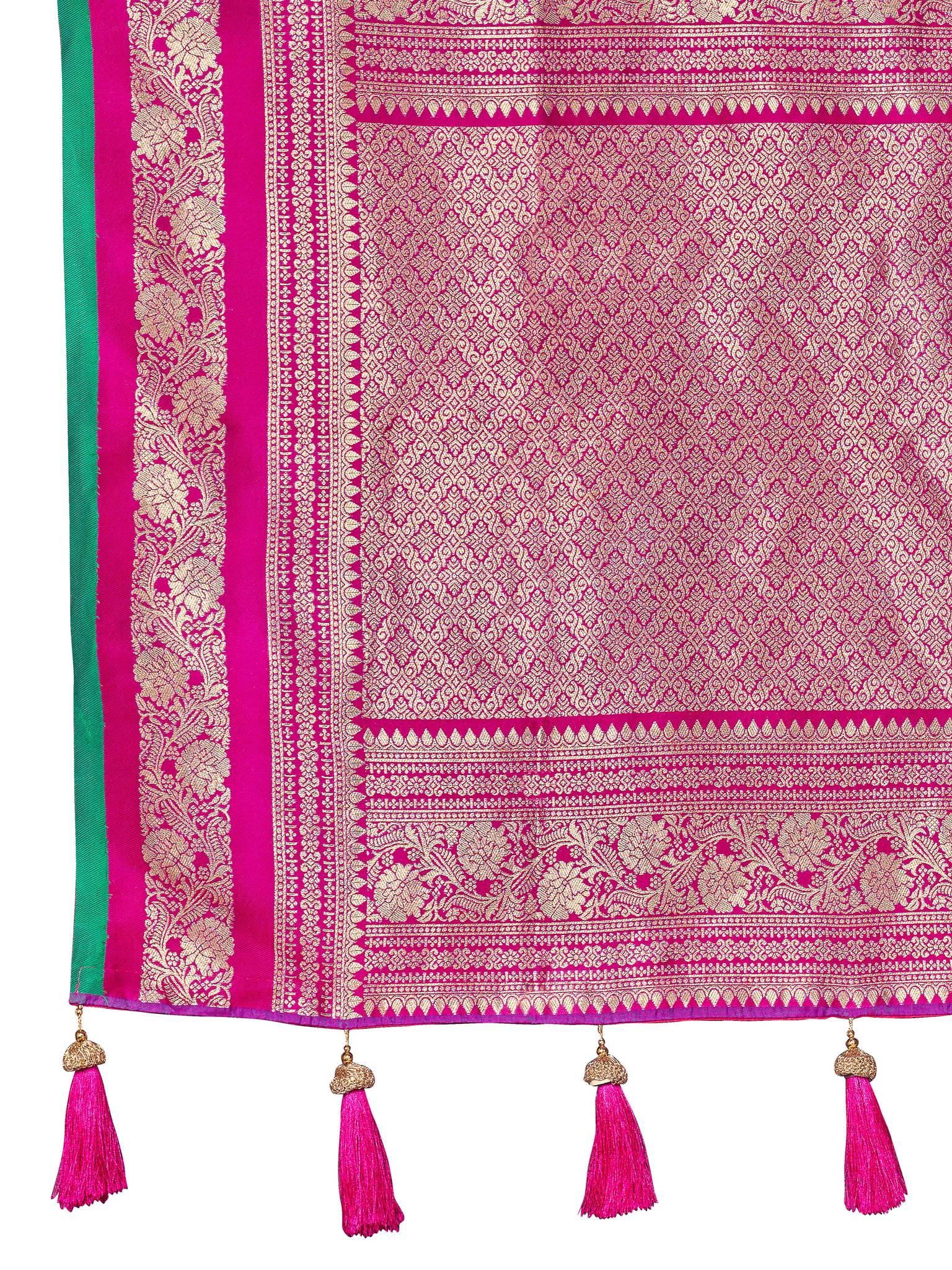 MANOHARI Banarasi Silk Blend Jacquard Work Saree - Blue - Dista