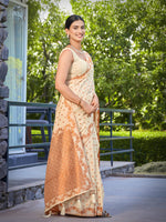 Thumbnail for MANOHARI Banarasi Silk Blend Jacquard Work Saree - Beige - Dista