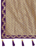 Thumbnail for MANOHARI Banarasi Silk Blend Jacquard Work Saree - Purple - Dista