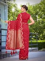 Thumbnail for MANOHARI Banarasi Silk Blend Jacquard Work Saree - Red - Dista