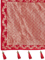 Thumbnail for MANOHARI Banarasi Silk Blend Jacquard Work Saree - Red - Dista