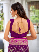 Thumbnail for MANOHARI Banarasi Silk Blend Jacquard Work Saree - Purple - Dista
