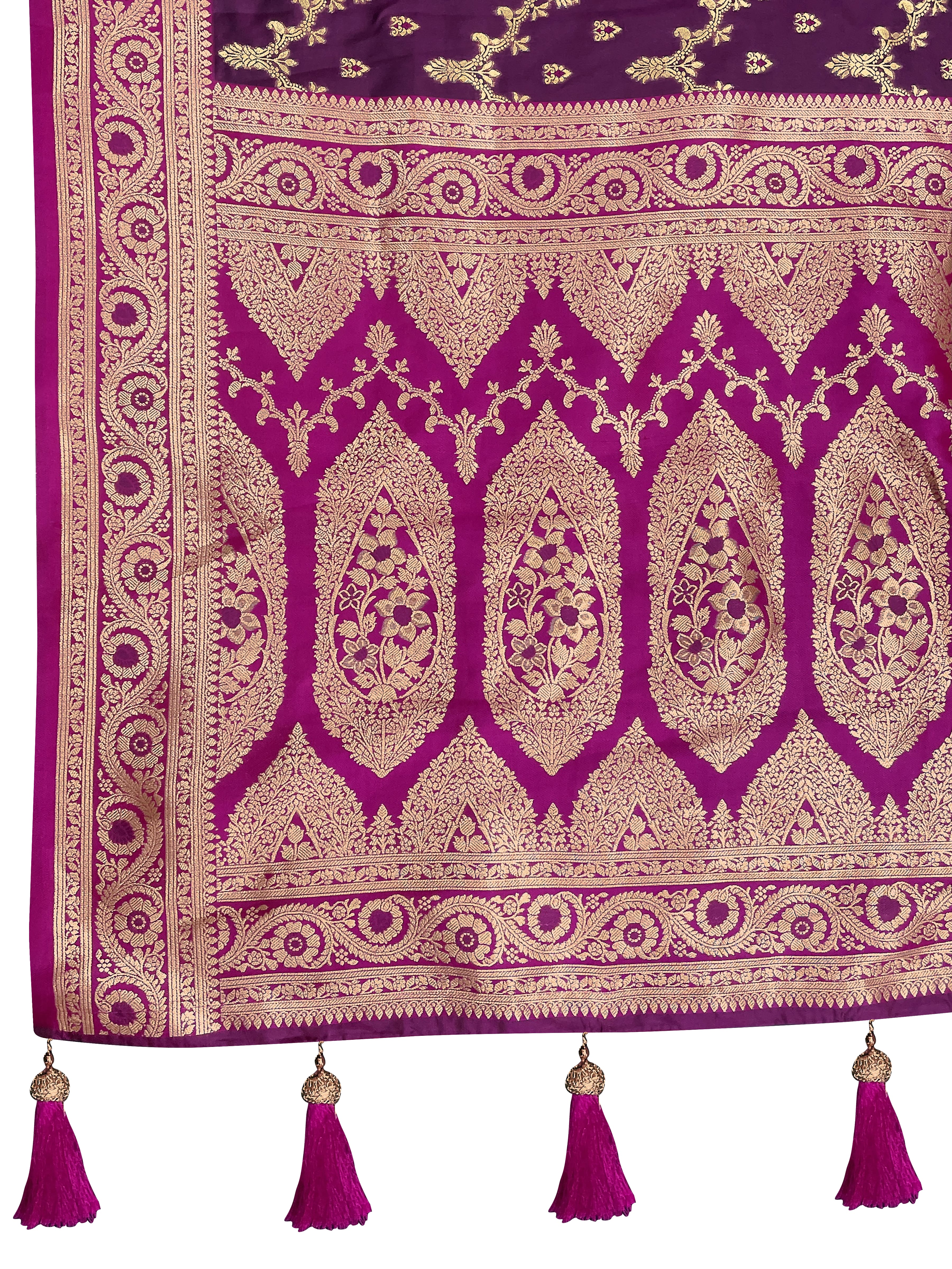 MANOHARI Banarasi Silk Blend Jacquard Work Saree - Purple - Dista