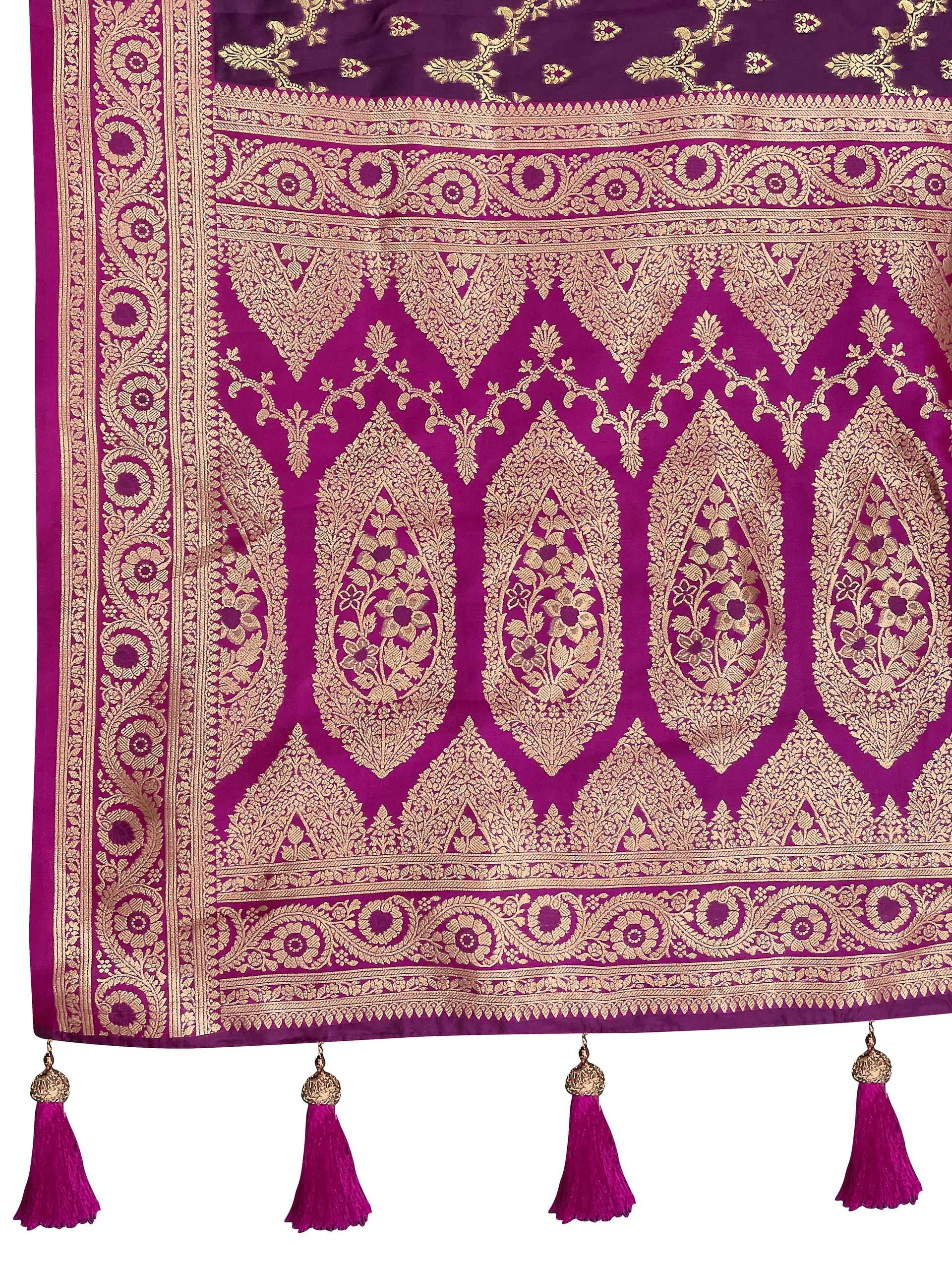 MANOHARI Banarasi Silk Blend Jacquard Work Saree - Purple - Dista