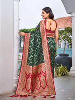 Thumbnail for MANOHARI Banarasi Silk Blend Jacquard Work Saree - Green - Dista