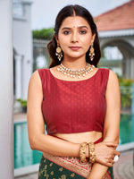 Thumbnail for MANOHARI Banarasi Silk Blend Jacquard Work Saree - Green - Dista