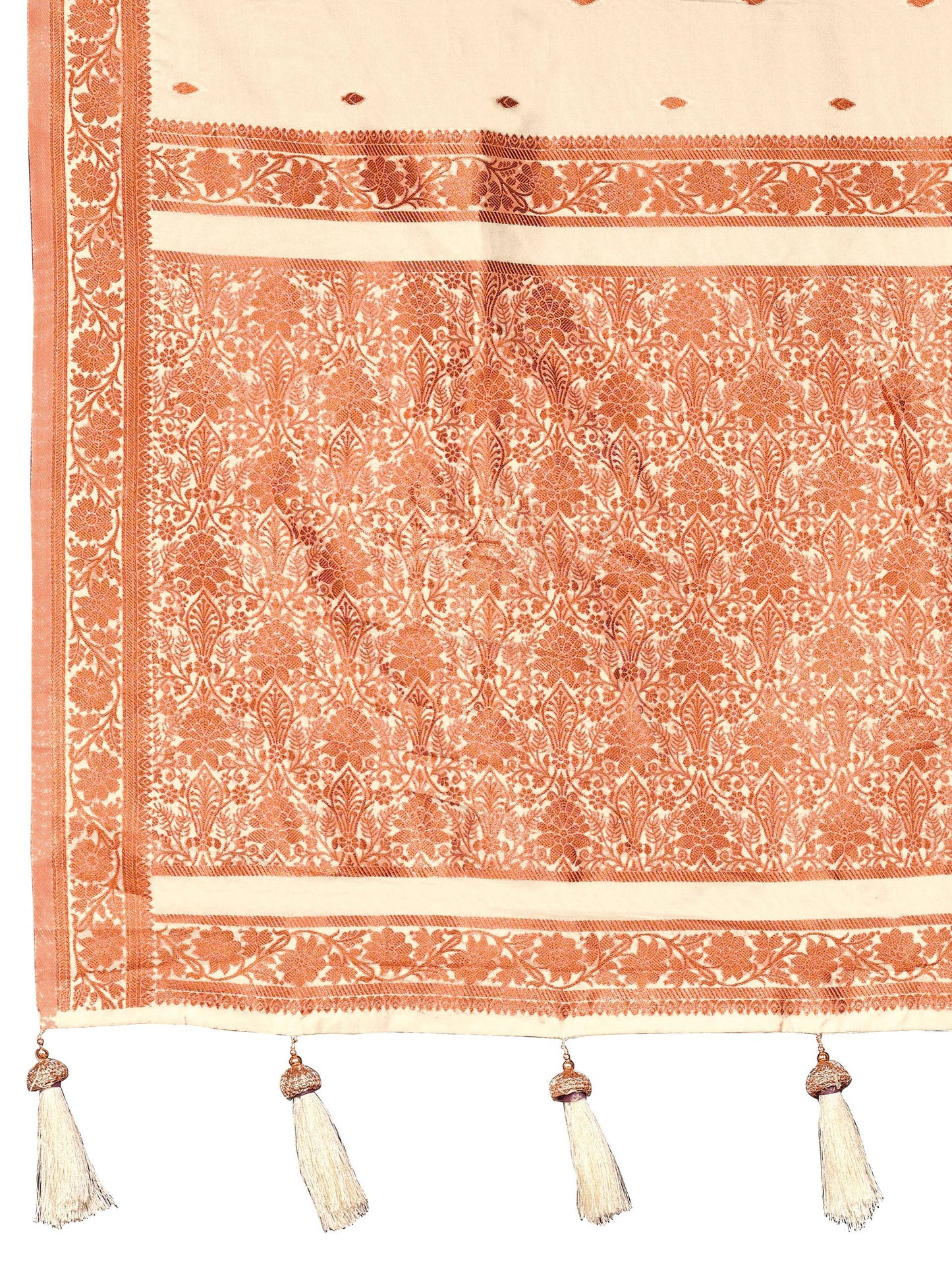 MANOHARI Banarasi Silk Blend Jacquard Work Saree - Beige - Dista
