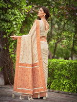 Thumbnail for MANOHARI Banarasi Silk Blend Jacquard Work Saree - Beige - Dista